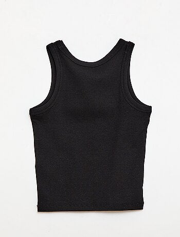 Canotta a costine con scollo rotondo