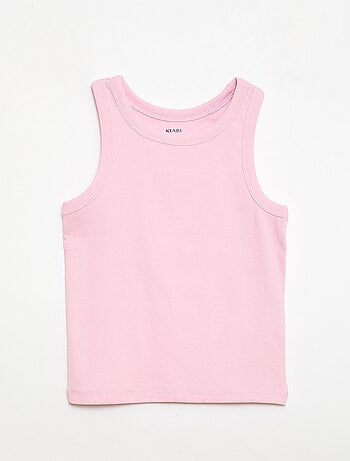 Canotta a costine con scollo rotondo