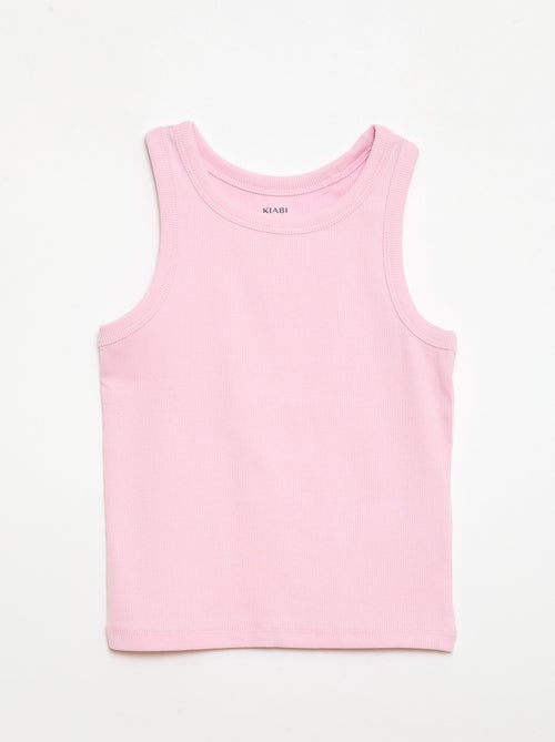 Canotta a costine con scollo rotondo - Kiabi
