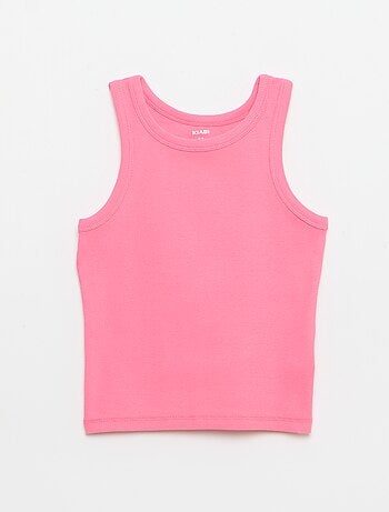 Canotta a costine con scollo rotondo