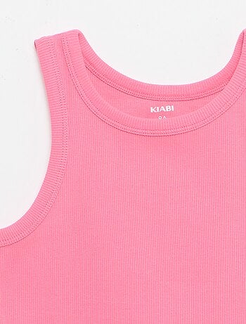 Canotta a costine con scollo rotondo