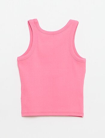 Canotta a costine con scollo rotondo