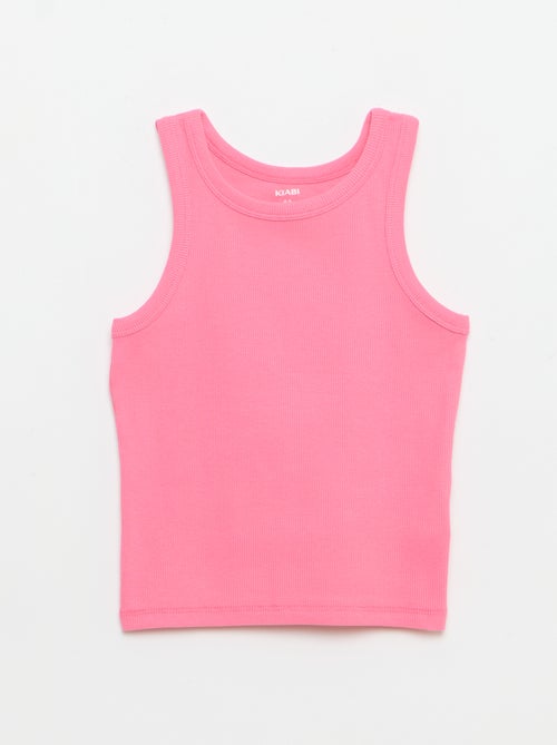 Canotta a costine con scollo rotondo - Kiabi