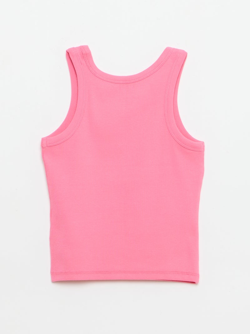 Canotta a costine con scollo rotondo Rosa - Kiabi