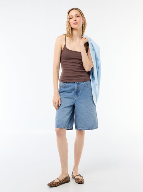 Canotta a costine con spalline sottili - Kiabi