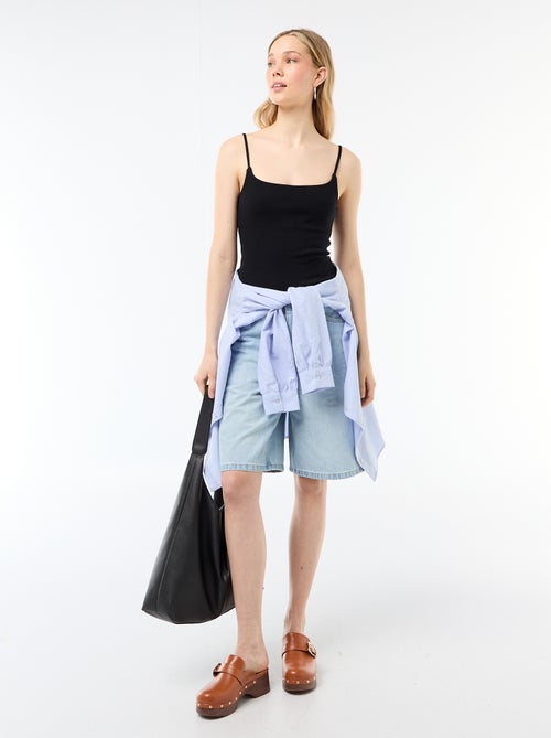 Canotta a costine con spalline sottili - Kiabi