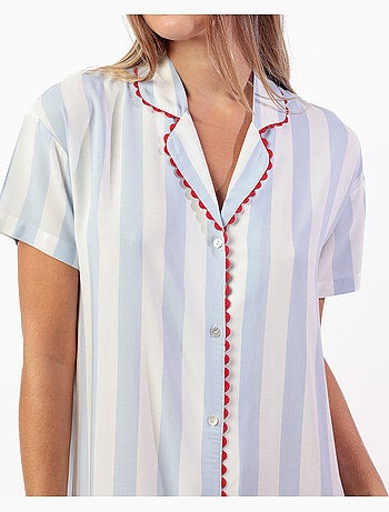 Canotta a maniche corte con righe chiare classiche da donna ADMAS CLASSIC