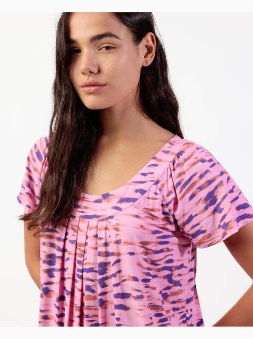 Canotta a maniche corte con stampa tigre rosa da donna ADMAS GARDEN - Kiabi Canotta a maniche corte con stampa tigre rosa da donna ADMAS GARDEN - Kiabi
