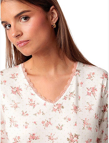 Canotta a maniche lunghe con pois e fiori ADMAS CLASSIC da donna