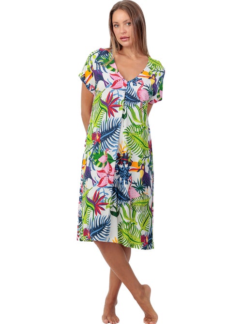 Canotta a maniche lunghe con stampa pappagallo esotico da donna ADMAS GARDEN - Kiabi Canotta a maniche lunghe con stampa pappagallo esotico da donna ADMAS GARDEN - Kiabi