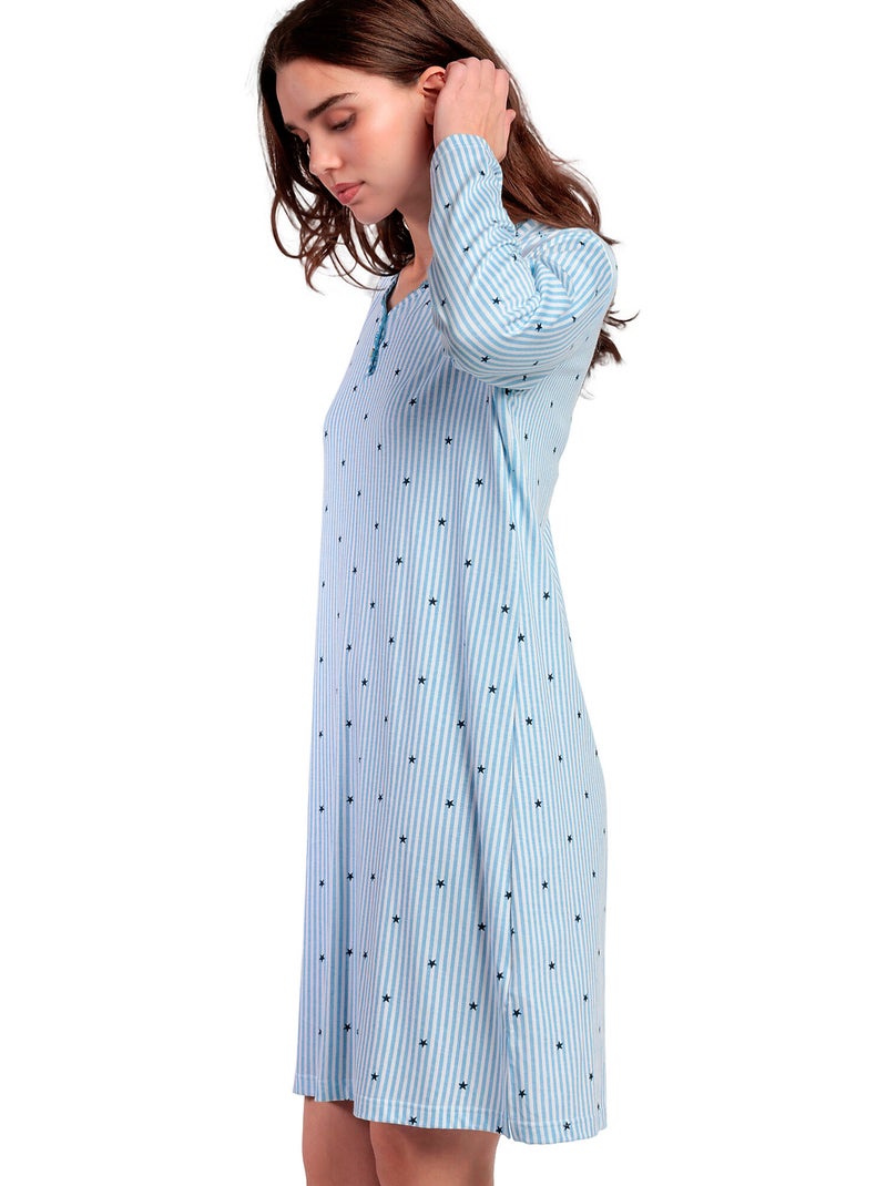 Canotta a maniche lunghe con stelle e strisce da donna ADMAS CLASSIC Blu - Kiabi