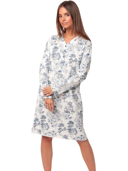Canotta a maniche lunghe da donna ADMAS CLASSIC con patta in Toile De Jouy - Kiabi Canotta a maniche lunghe da donna ADMAS CLASSIC con patta in Toile De Jouy - Kiabi