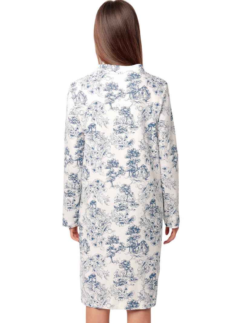 Canotta a maniche lunghe da donna ADMAS CLASSIC con patta in Toile De Jouy Blu - Kiabi