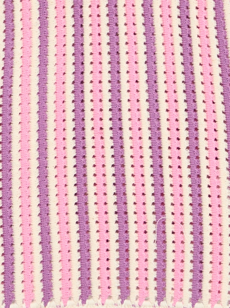 Canotta a righe in crochet Viola - Kiabi