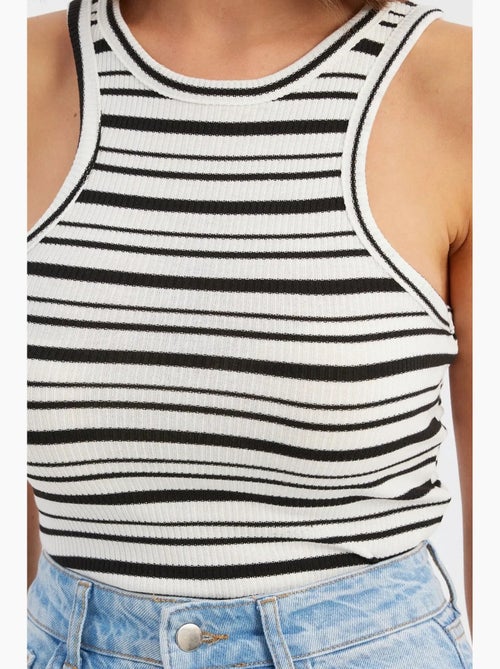Canotta a righe in tessuto con scollo all'americana hiccup - Kiabi