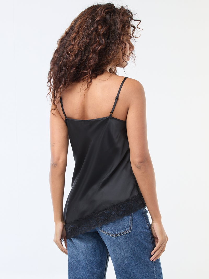 Canotta a spallina sottile con pizzo Nero - Kiabi