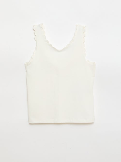 Canotta a tinta unita con bordi ondulati - Kiabi