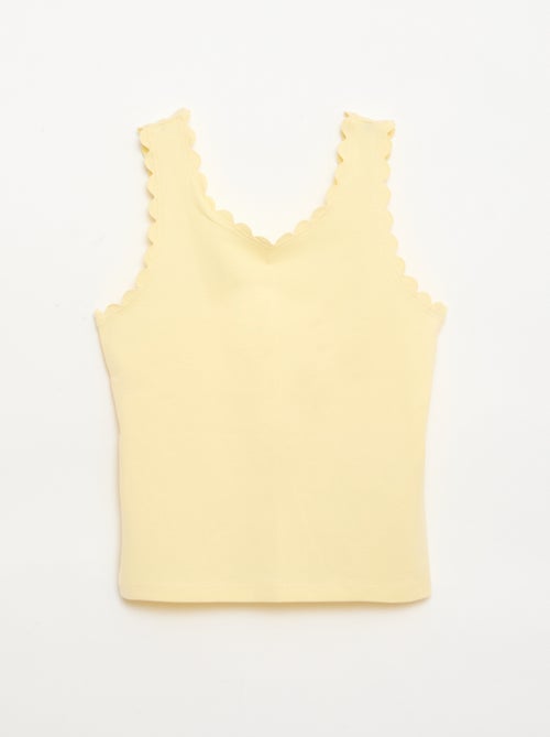 Canotta a tinta unita con bordi ondulati - Kiabi