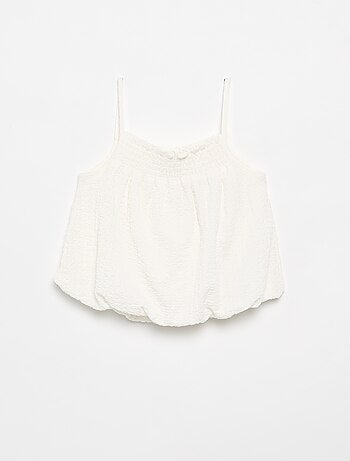 Canotta a tinta unita in maglia waffle