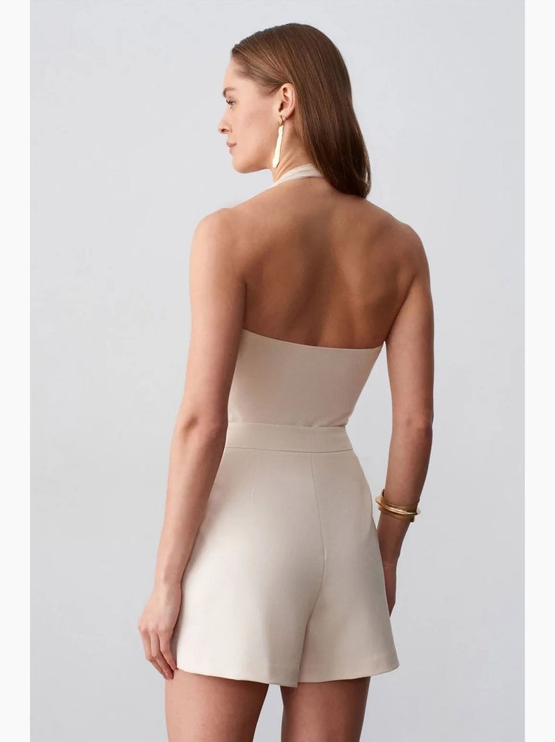 Canotta aderente halter con cut-out dilvin Crema - Kiabi