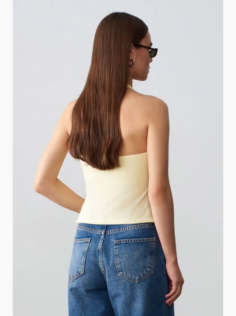 Canotta aderente halter con cut-out dilvin Giallo limone - Kiabi