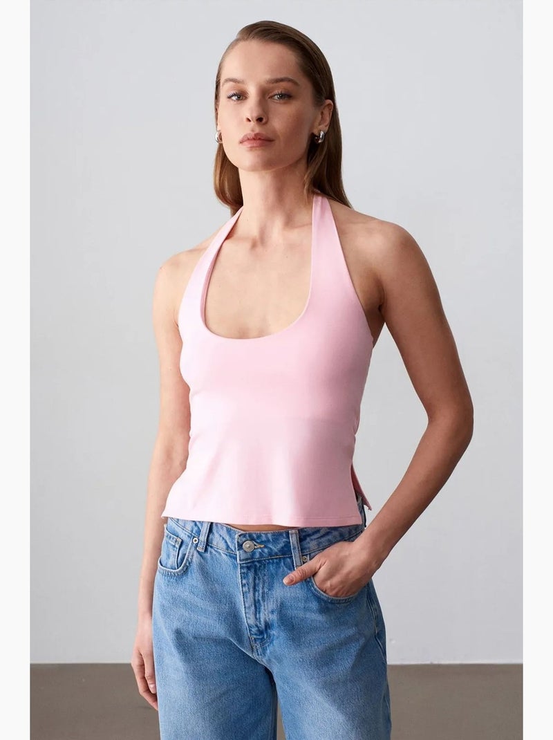Canotta aderente halter con cut-out dilvin Rosa confetto - Kiabi