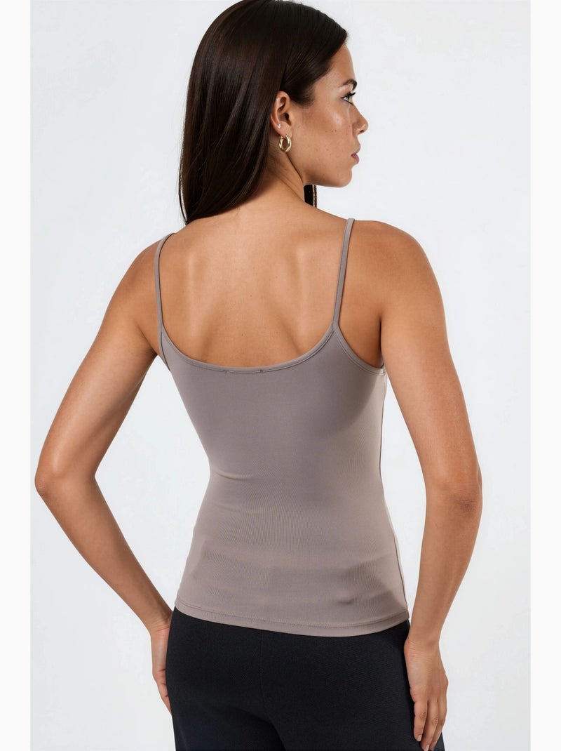 Canotta aderente in maglia con scollo a u busem Beige argilla - Kiabi