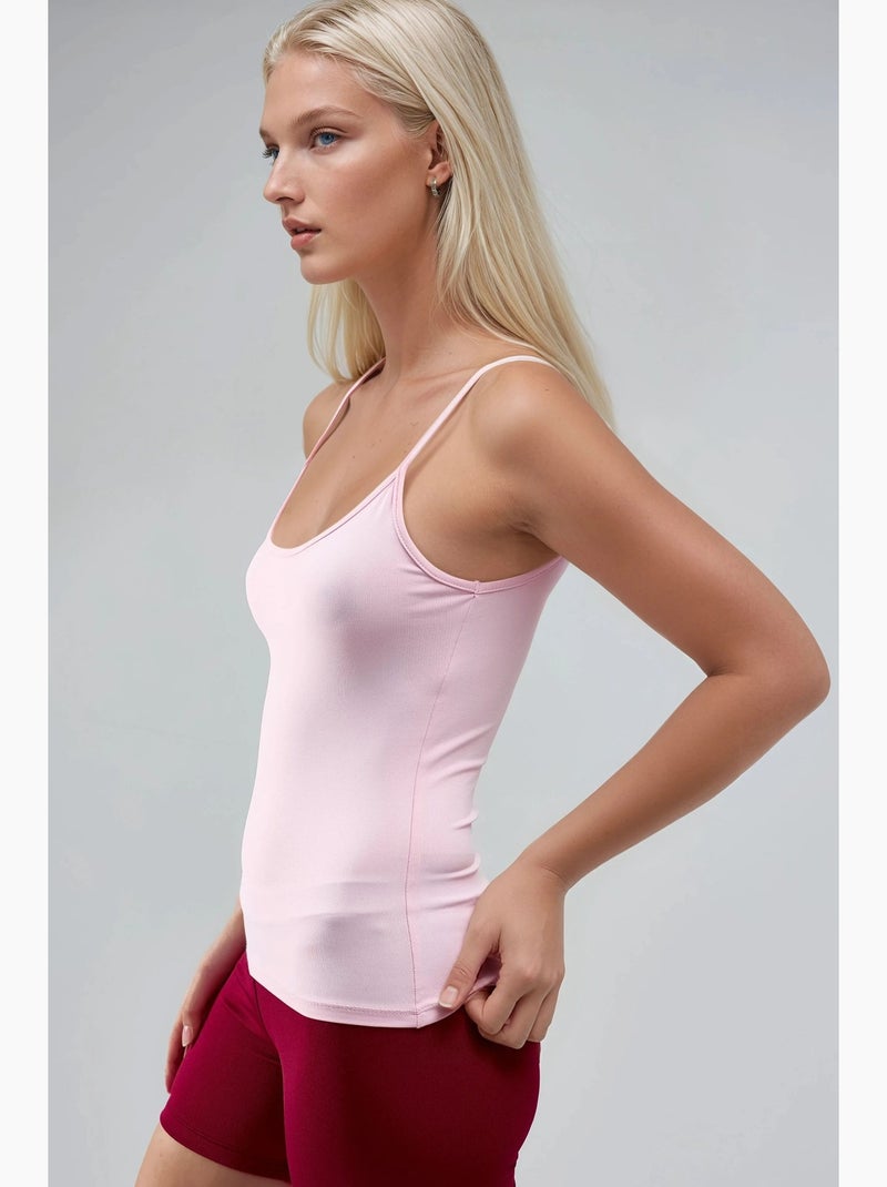 Canotta aderente in maglia con scollo a u busem Rosa pallido - Kiabi