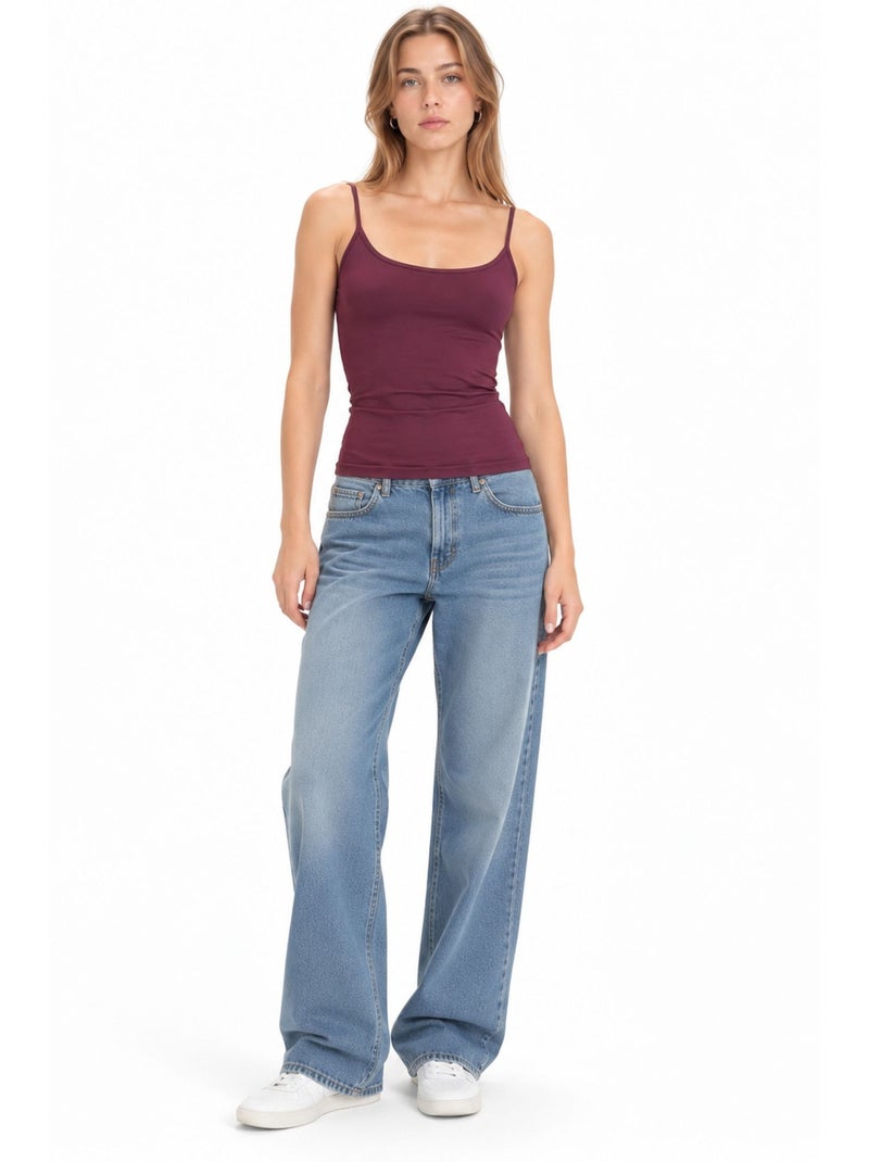 Canotta aderente in maglia con scollo a u busem Rosso bordeaux - Kiabi