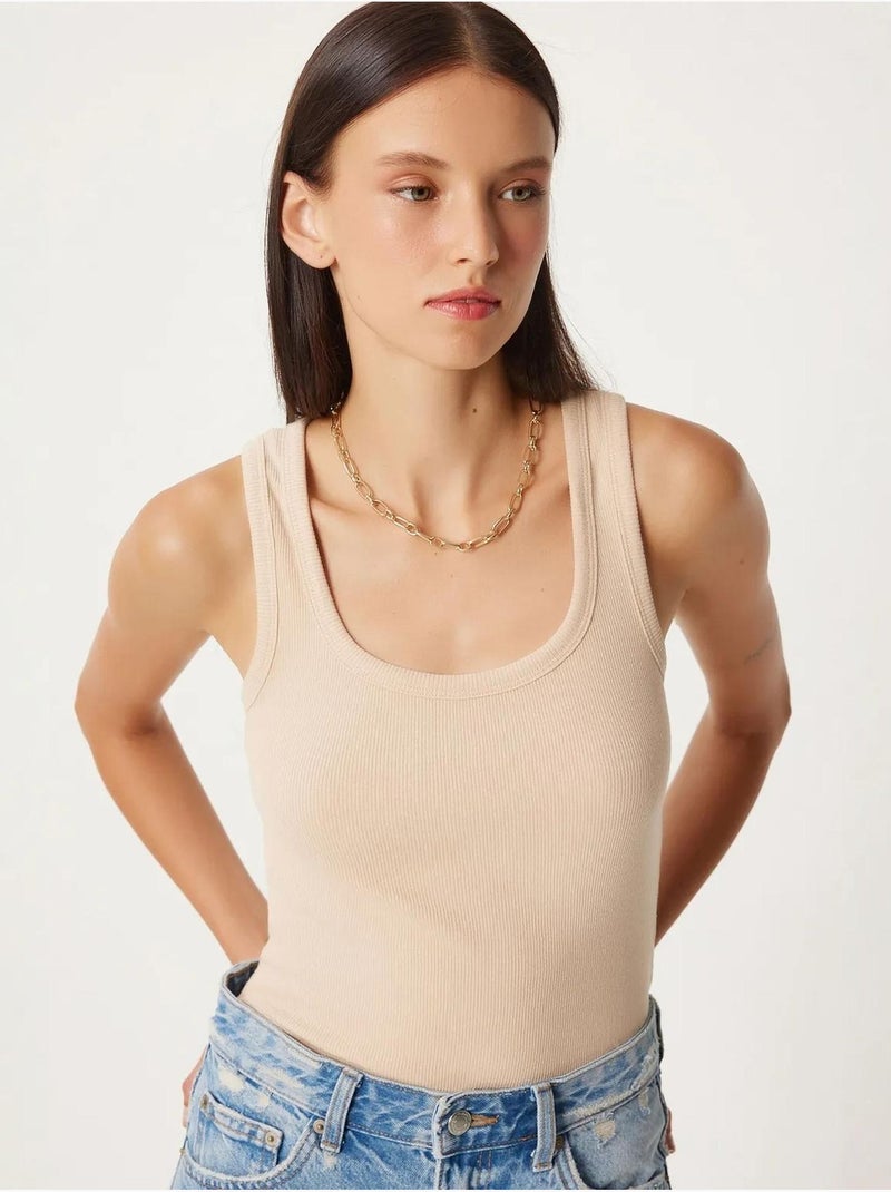 Canotta aderente in maglia con scollo a u, confezione da 2 istanbul Beige - Kiabi