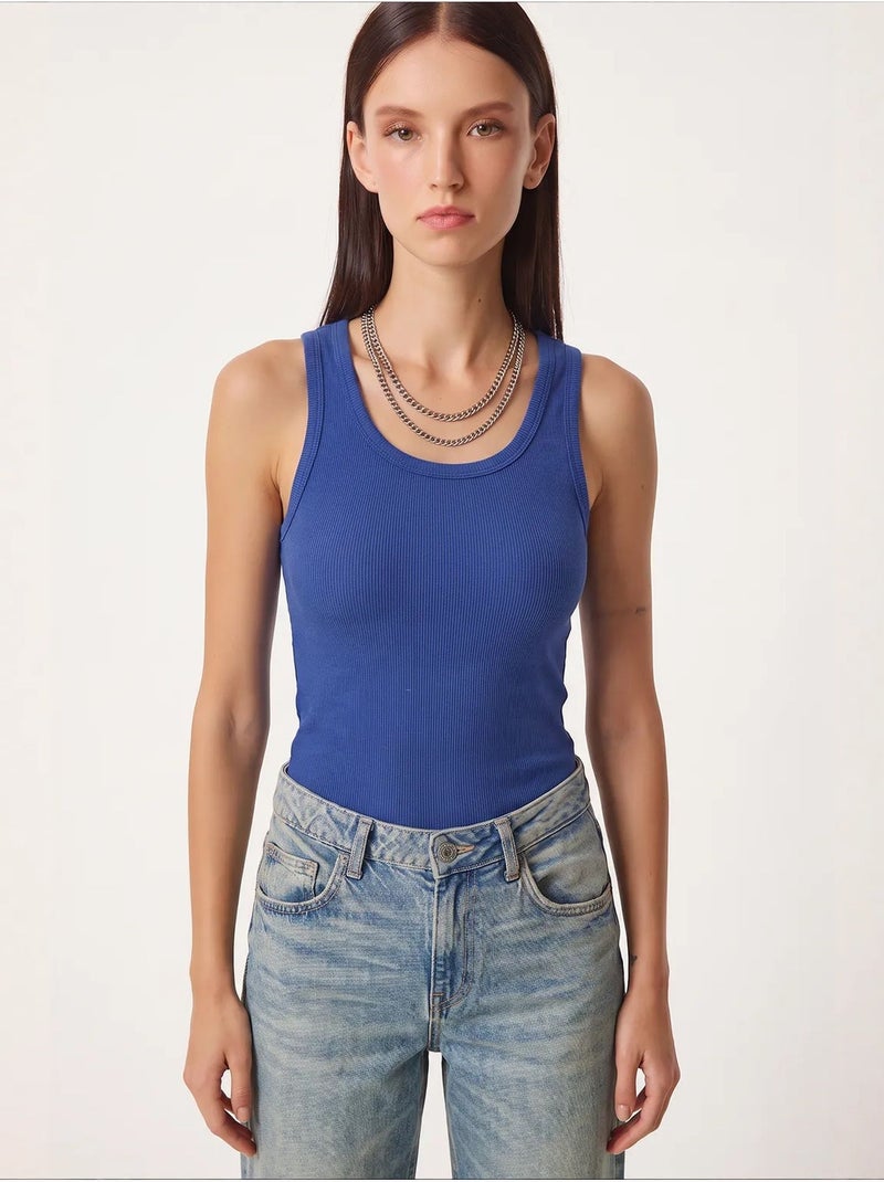 Canotta aderente in maglia con scollo a u, confezione da 2 istanbul Blu cobalto - Kiabi