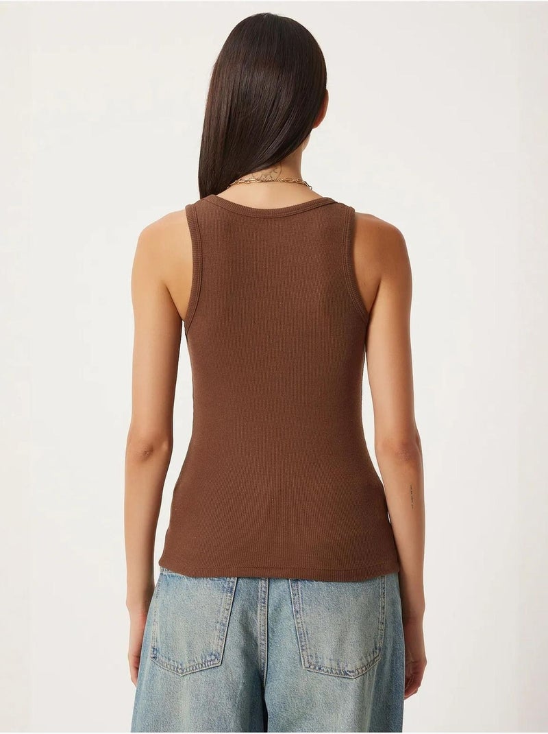 Canotta aderente in maglia con scollo a u, confezione da 2 istanbul Marrone cioccolato - Kiabi