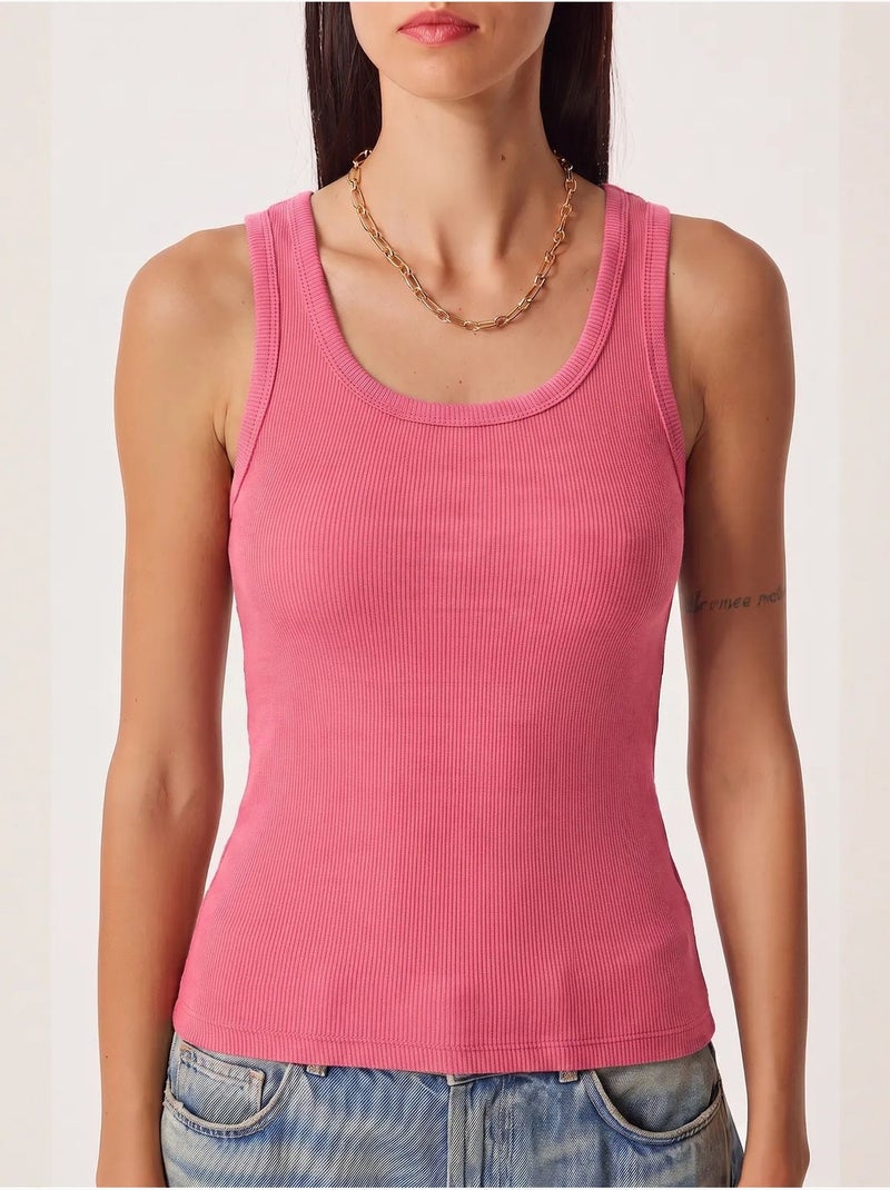 Canotta aderente in maglia con scollo a u, confezione da 2 istanbul Rosa fluo/Solinotes - Kiabi
