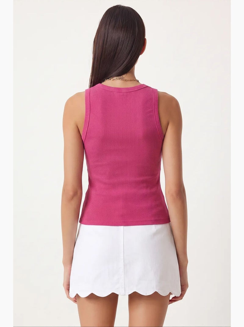 Canotta aderente in maglia con scollo a u, confezione da 2 istanbul Rosa scuro - Kiabi