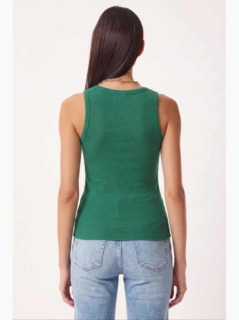 Canotta aderente in maglia con scollo a u, confezione da 2 istanbul Verde giada - Kiabi