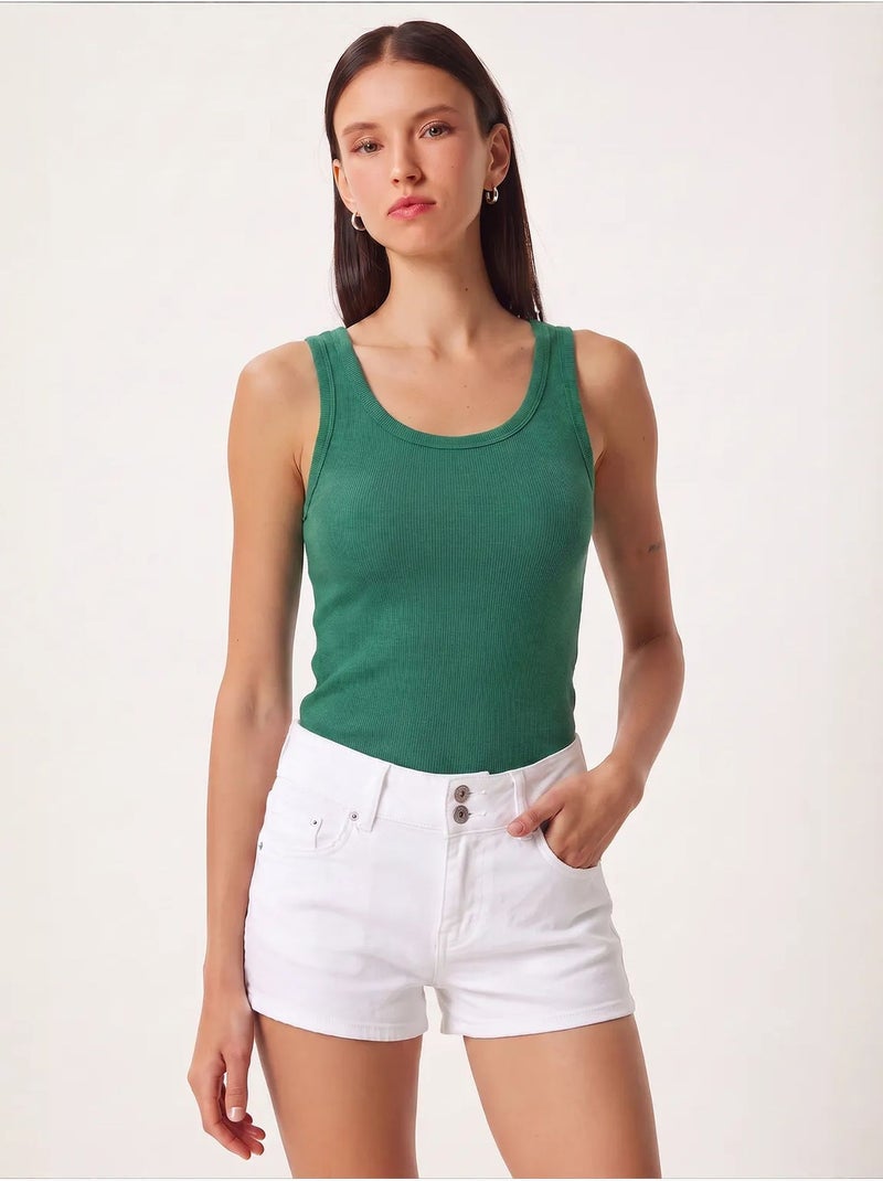 Canotta aderente in maglia con scollo a u, confezione da 2 istanbul Verde - Kiabi