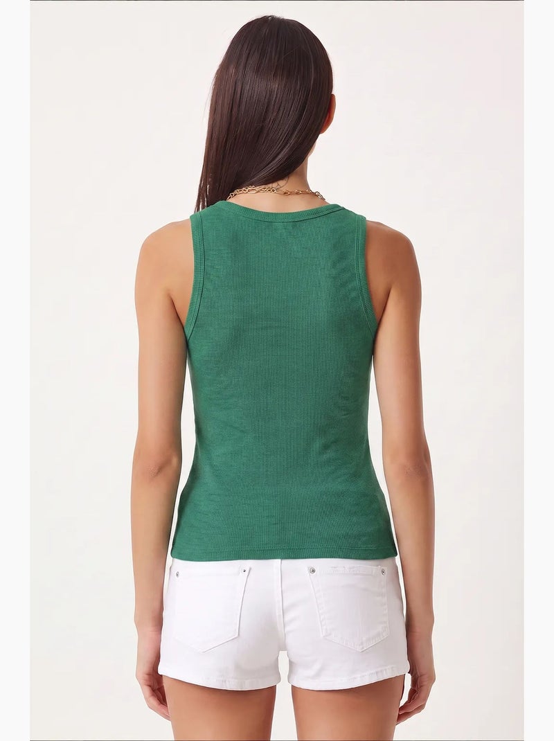 Canotta aderente in maglia con scollo a u, confezione da 2 istanbul Verde - Kiabi