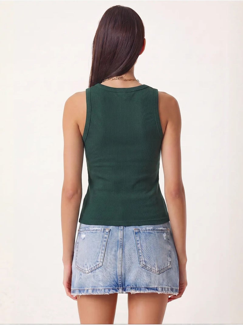 Canotta aderente in maglia con scollo a u, confezione da 2 istanbul Verde scuro - Kiabi