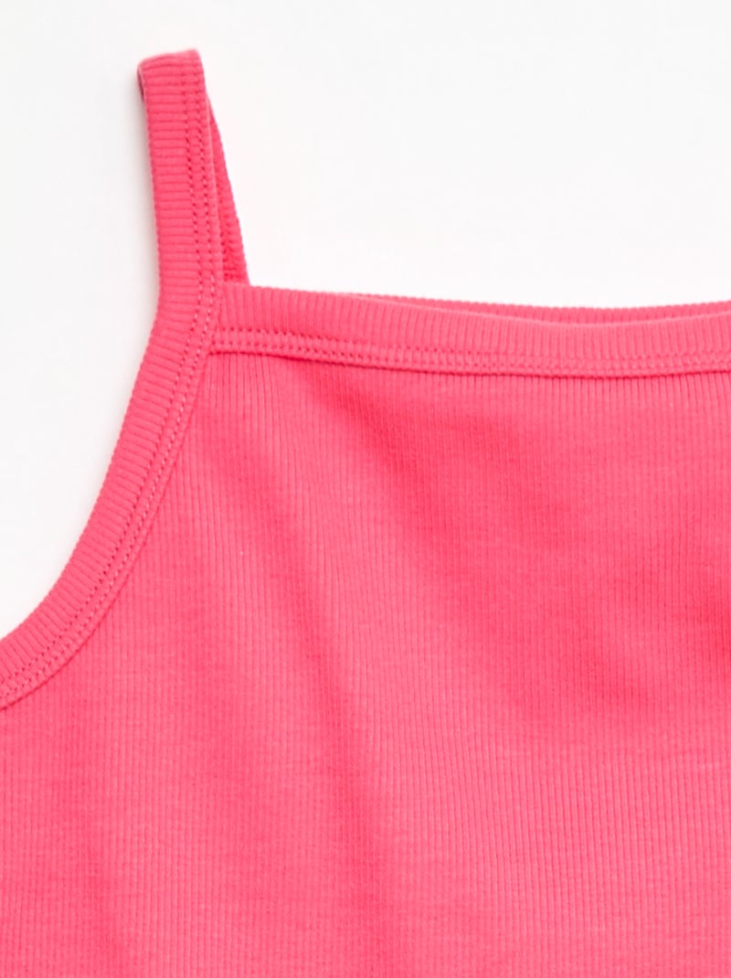 Canotta basic a costine con spalline sottili Rosa - Kiabi