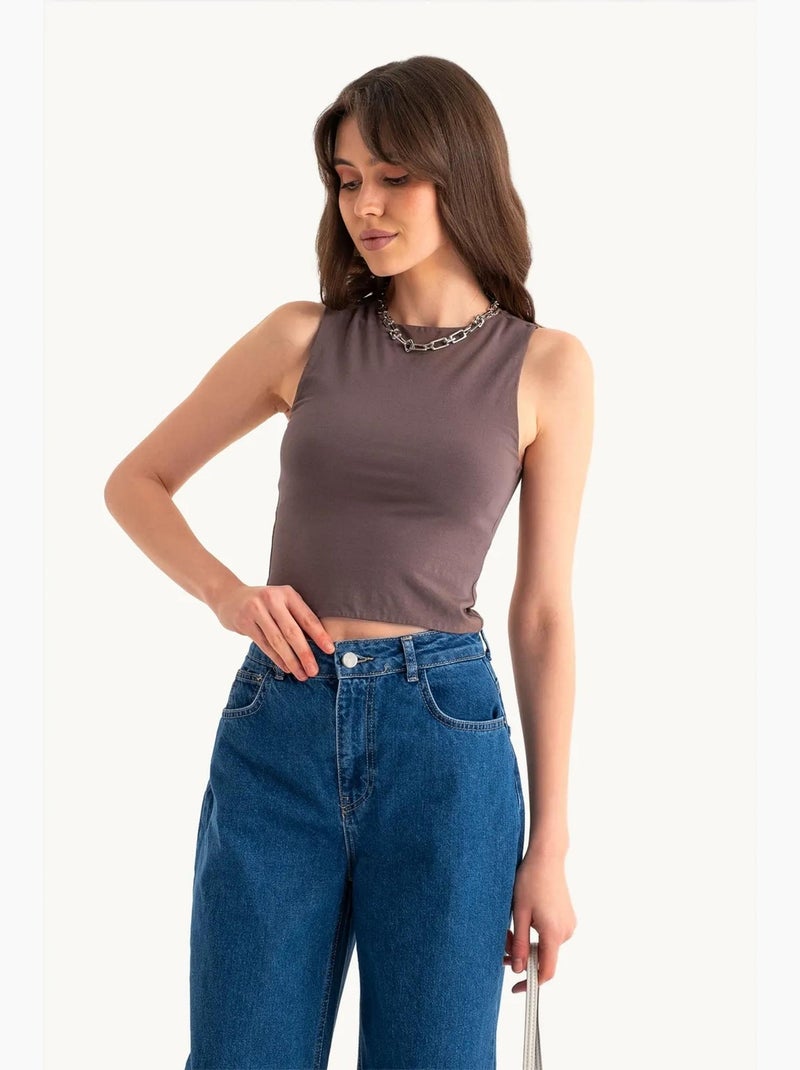 Canotta basic a scollo tondo hiccup Marrone - Kiabi