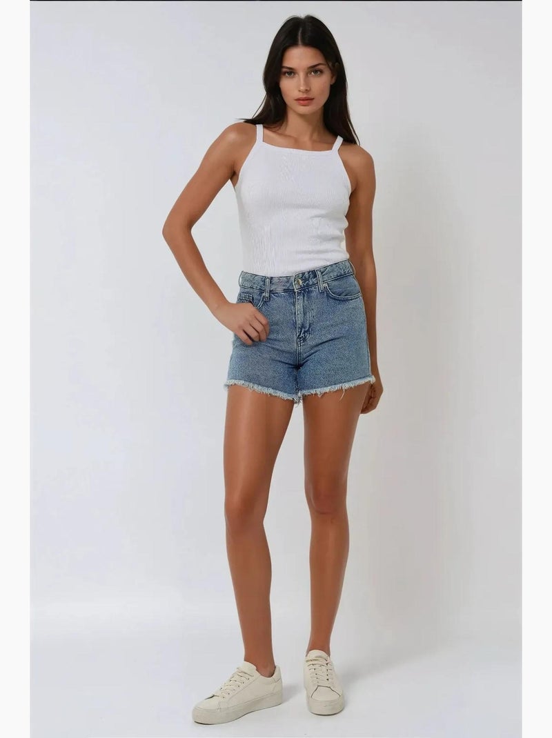Canotta basic aderente con scollo all'americana hiccup Bianco - Kiabi