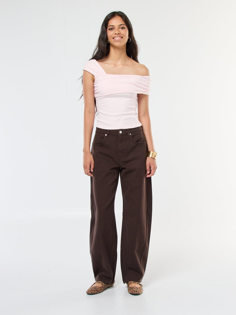 Canotta bretelle drappeggiate asimmetriche Rosa - Kiabi