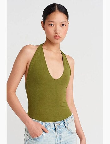 Canotta collo all’americana con dettagli cut-out in jersey dilvin