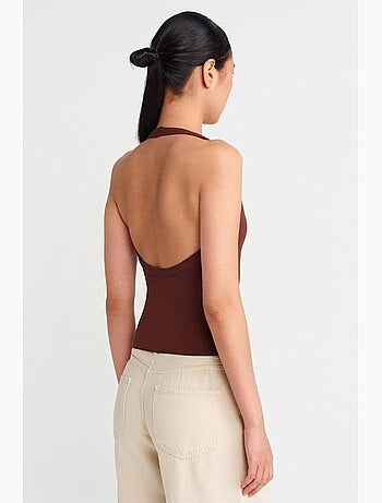 Canotta collo all’americana con dettagli cut-out in jersey dilvin