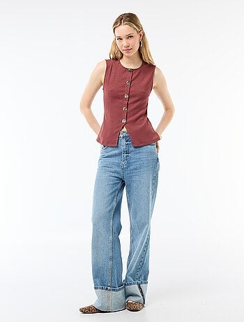 Canotta con apertura con bottoni dorati martellati