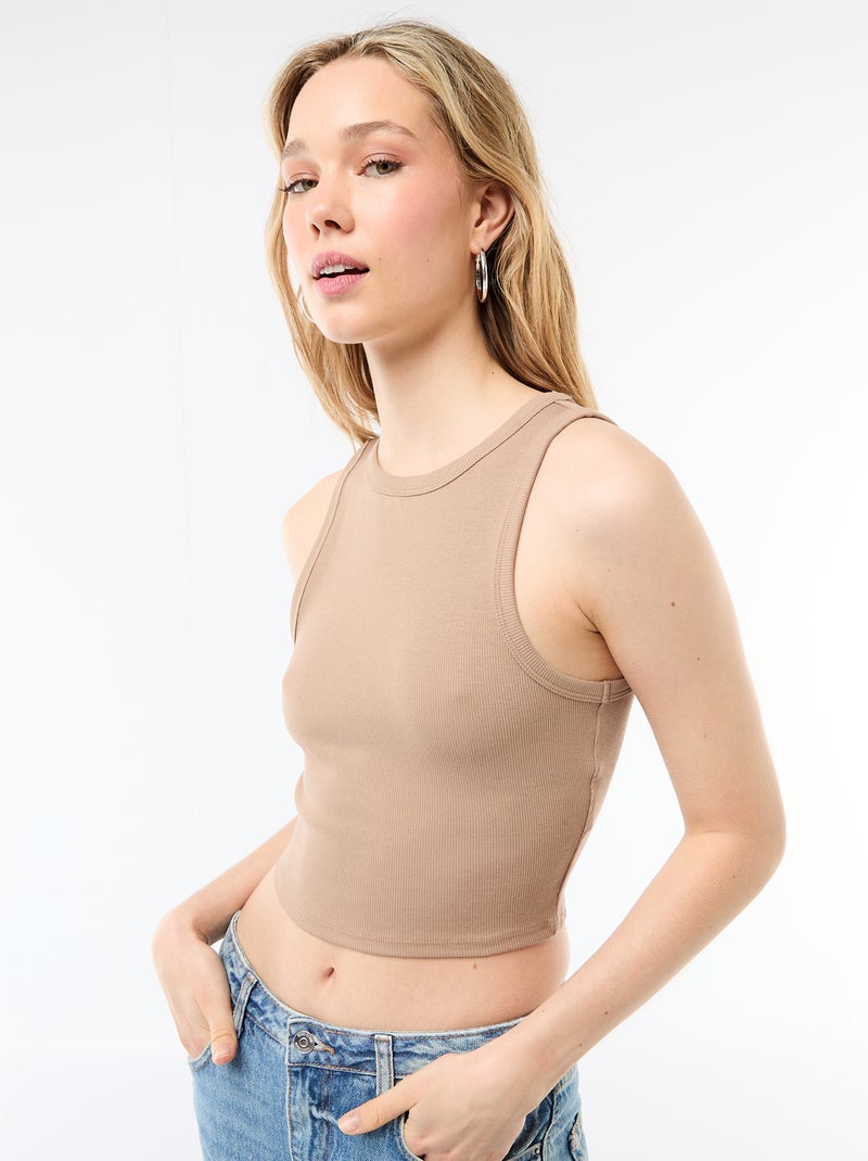 Canotta con giromanica all'americana Beige - Kiabi