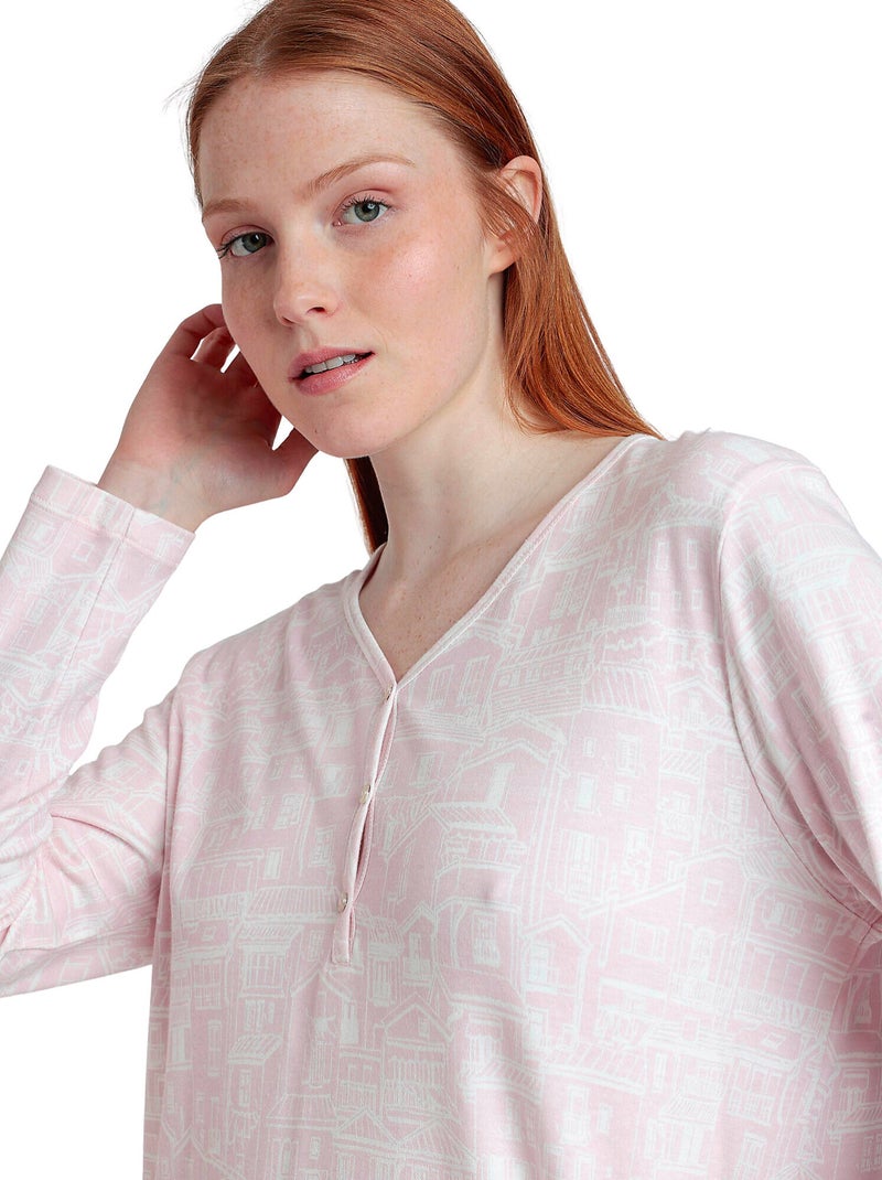 Canotta con patta a maniche lunghe da donna ADMAS La Vie Est Belle Rosa - Kiabi