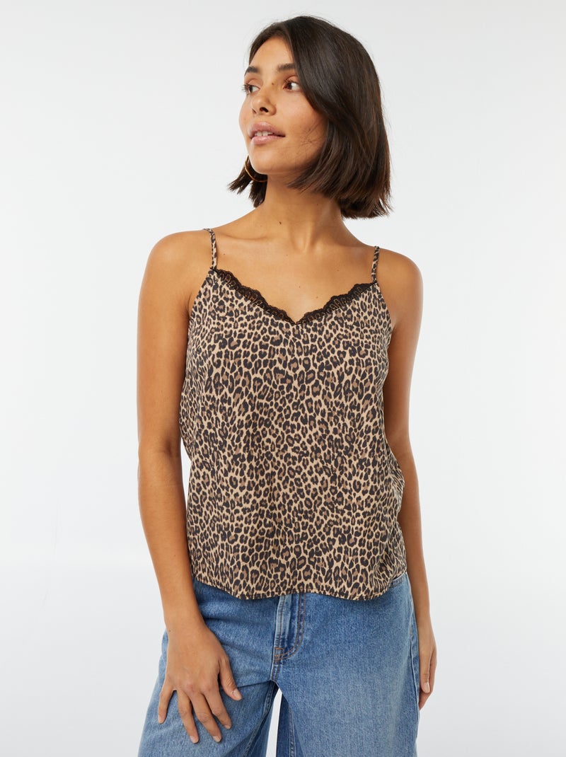 Canotta con pizzo sullo scollo Beige - Kiabi