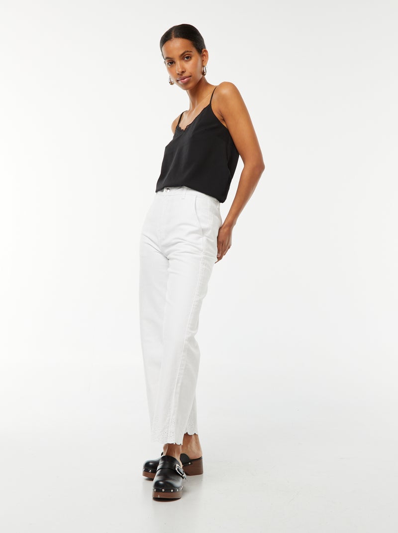 Canotta con pizzo sullo scollo nero - Kiabi