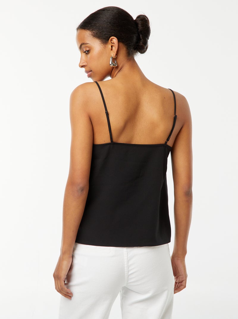 Canotta con pizzo sullo scollo nero - Kiabi